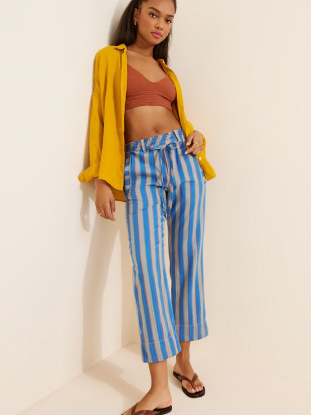 NEW FREE PEOPLE marielle pull on pants in sapphire combo